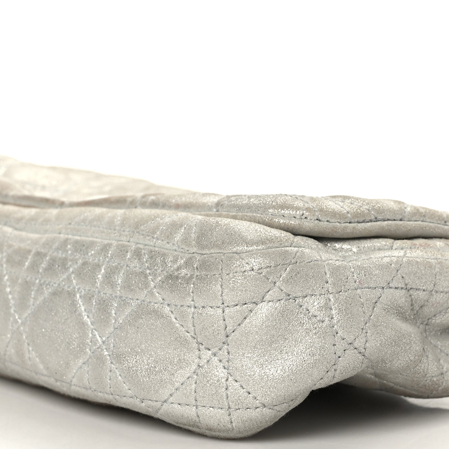 Metallic Lambskin Cannage Small Rendezvous Flap Silver