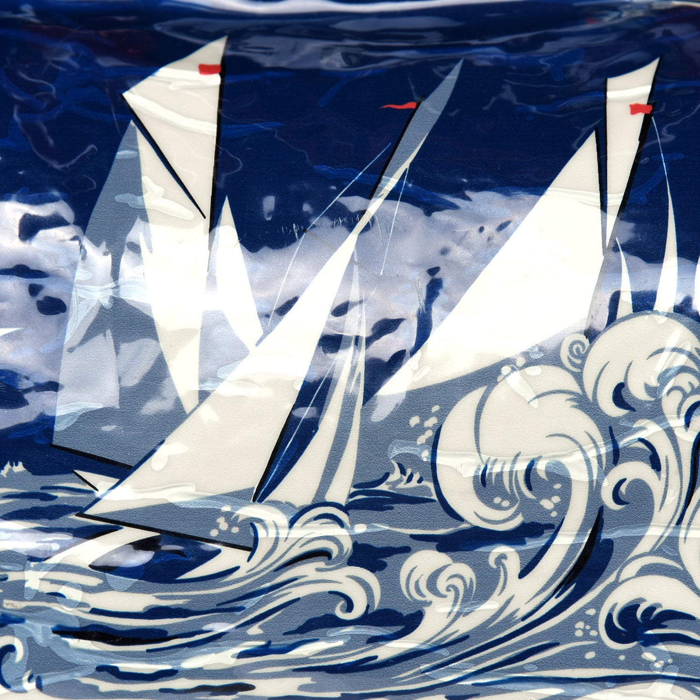 PVC Sailboat Tote Blue Red White