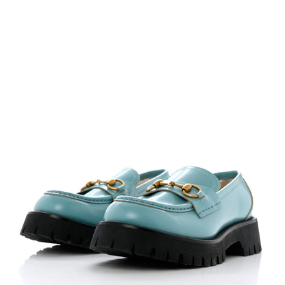 Gucci Cordovan Lux Womens Harald Horsebit 25mm Platform Loafers 38.5 Dusty Azure 3 of 11