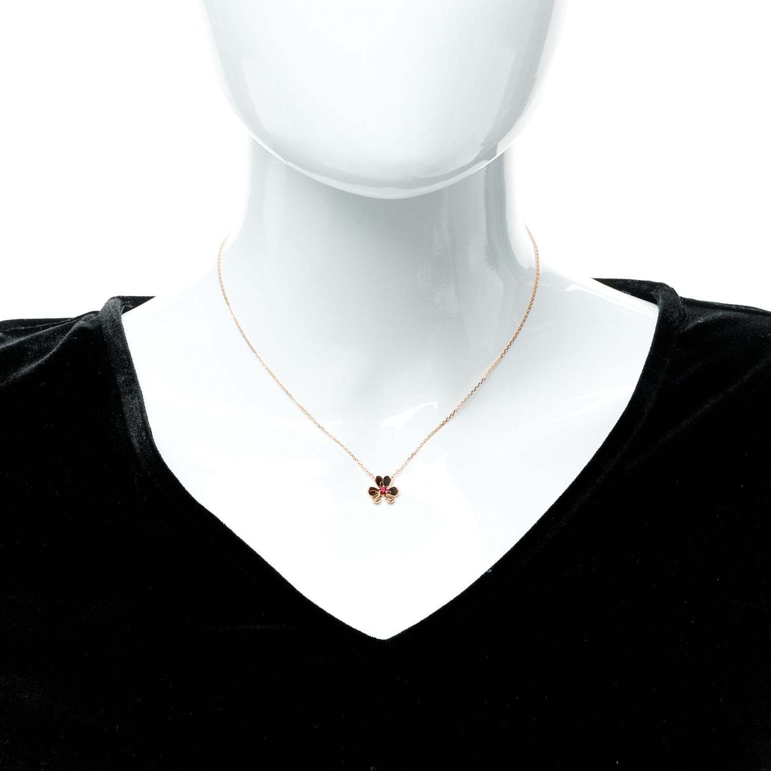 Van Cleef & Arpels 18K Rose Gold Ruby Mini Frivole Pendant Necklace 3 of 7