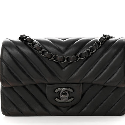 Chanel Lambskin Chevron Quilted Mini Rectangular Flap So Black 8 of 12
