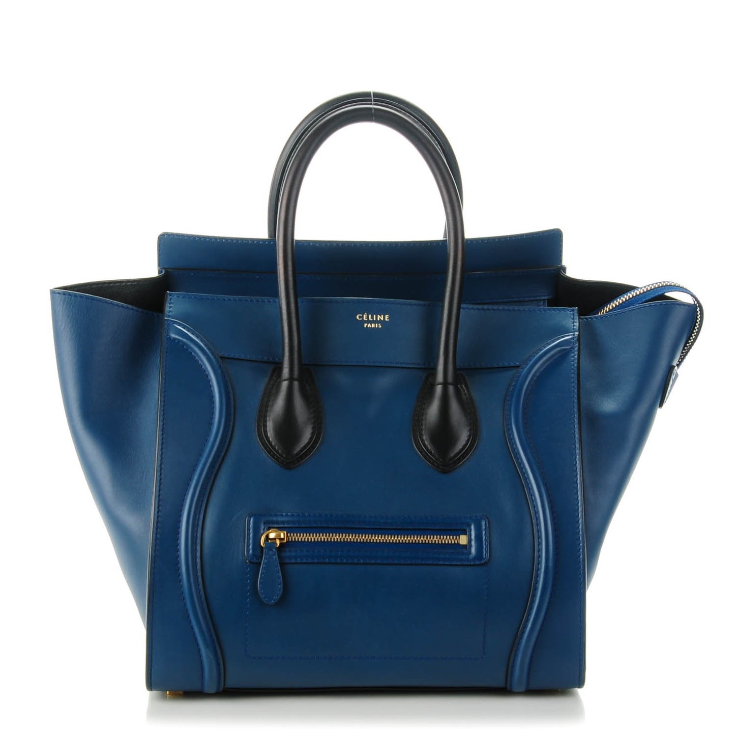 Smooth Calfskin Mini Bi-Color Luggage Ocean Blue