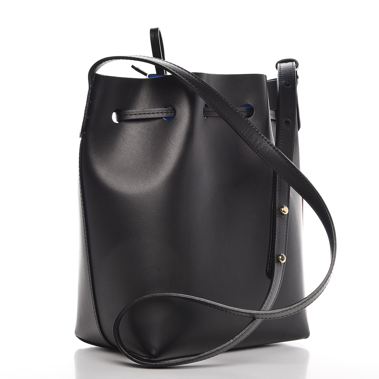 Calfskin Mini Bucket Bag Black Blu
