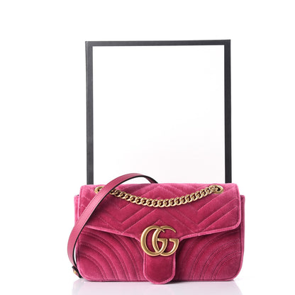 Gucci Velvet Matelasse Small GG Marmont Shoulder Bag Light Raspberry Rose 8 of 8