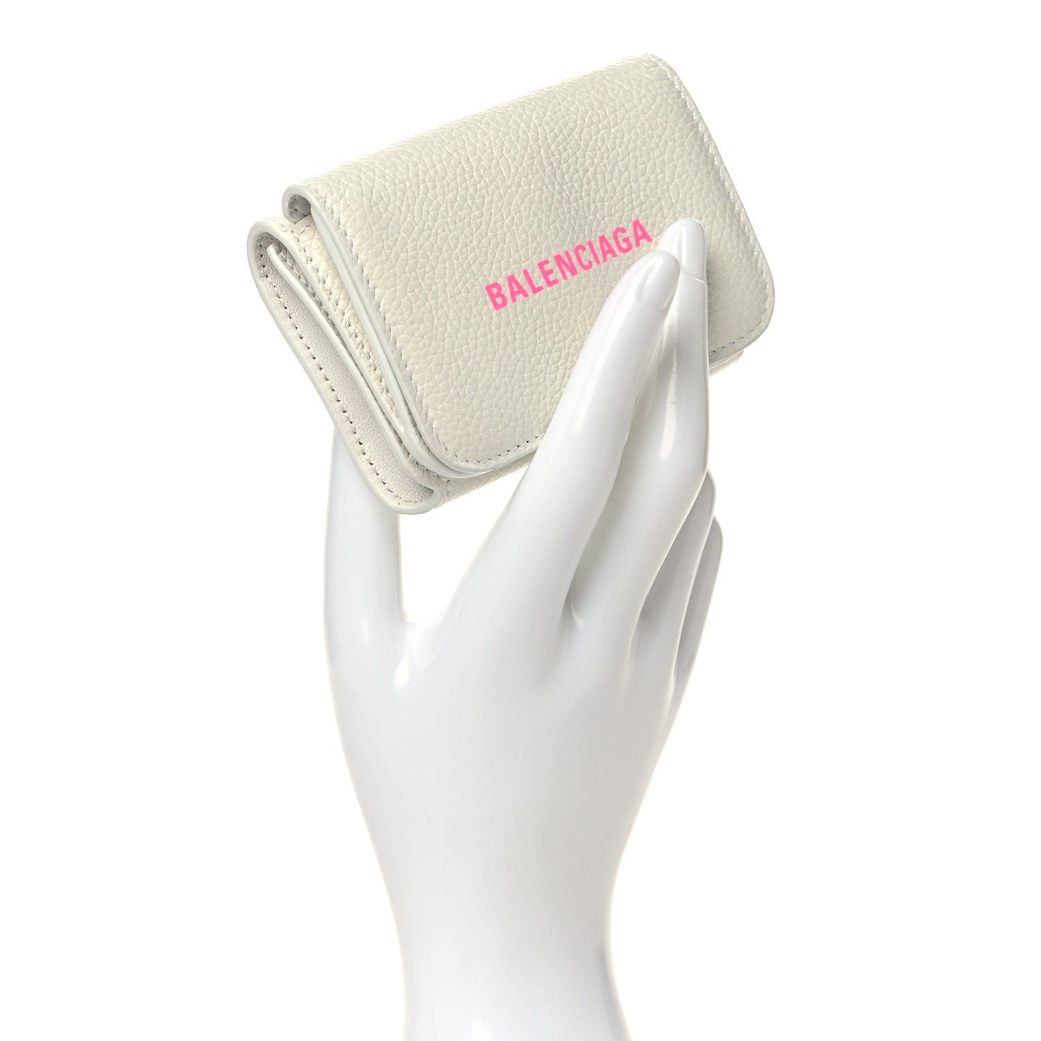 Balenciaga Calfskin Logo Everyday Mini Wallet White 2 of 6