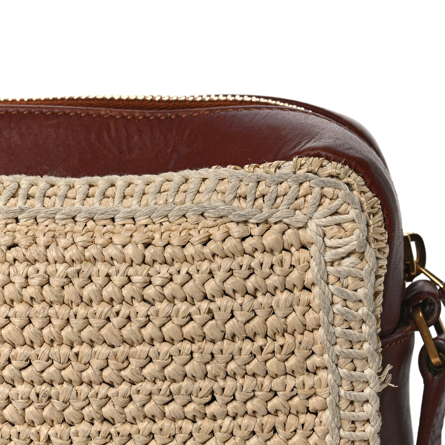 Raffia Canvas Monogram Lou Camera Bag Beige Brown