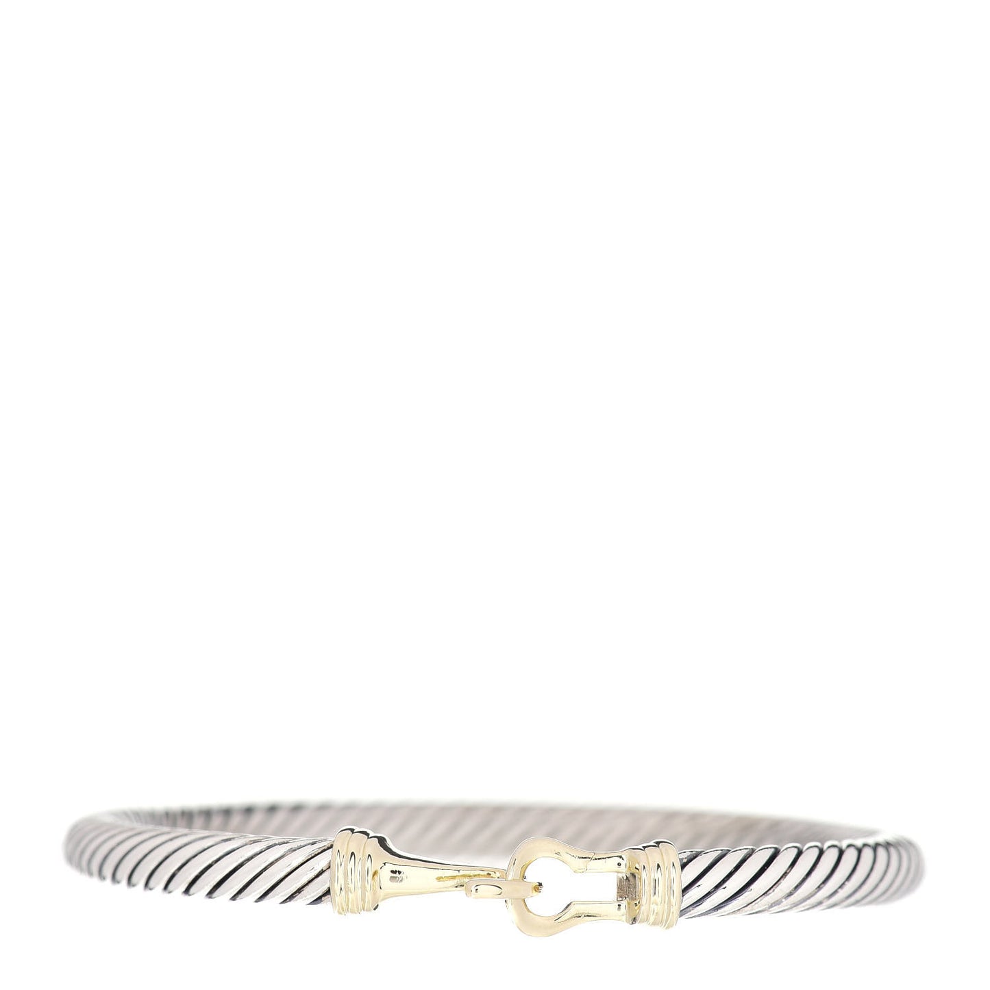 Sterling Silver 14K Yellow Gold 5mm Cable Classic Buckle Bracelet