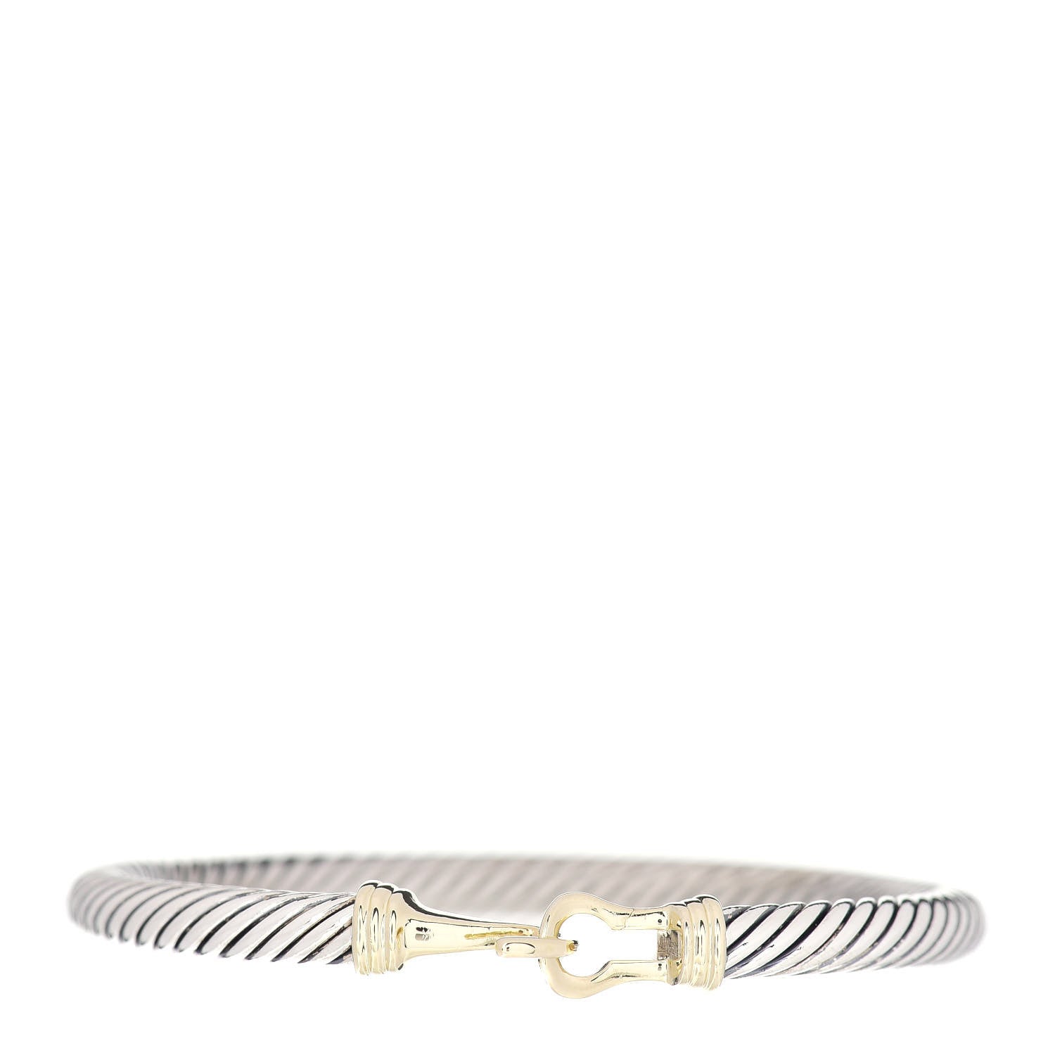 David Yurman Sterling Silver 14K Yellow Gold 5mm Cable Classic Buckle Bracelet 1 of 4