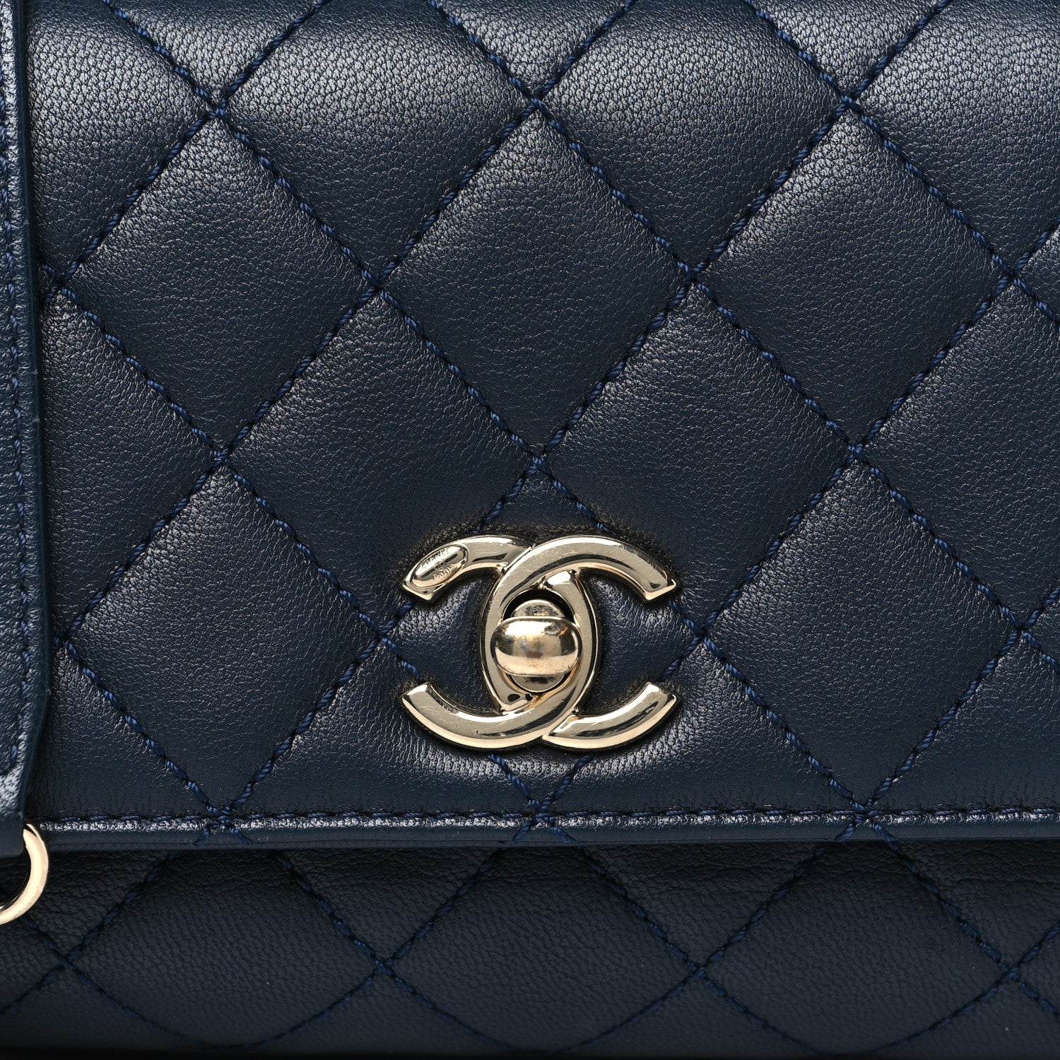 Chanel Goatskin Quilted Extra Mini Rainbow Coco Handle Flap Navy Blue 8 of 11