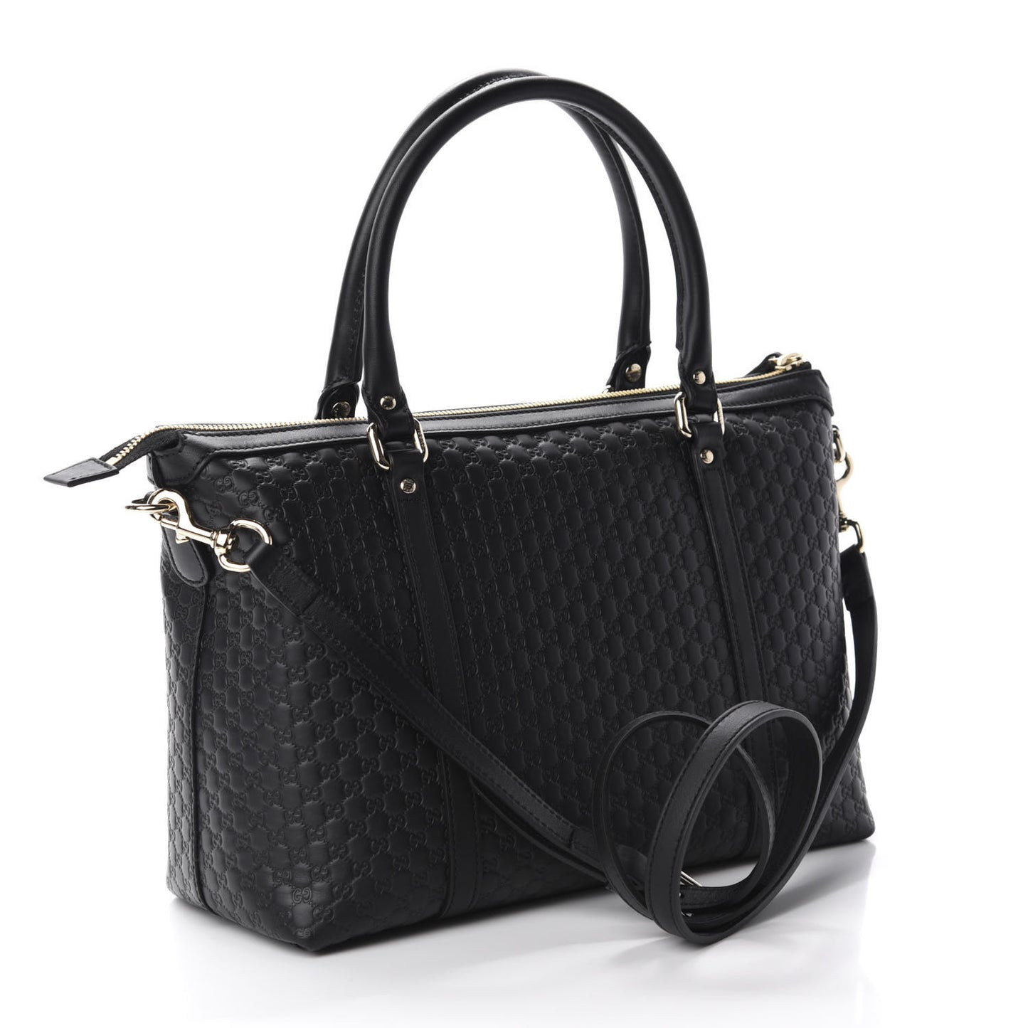 Soft Microguccissima Small Zippered Satchel Black