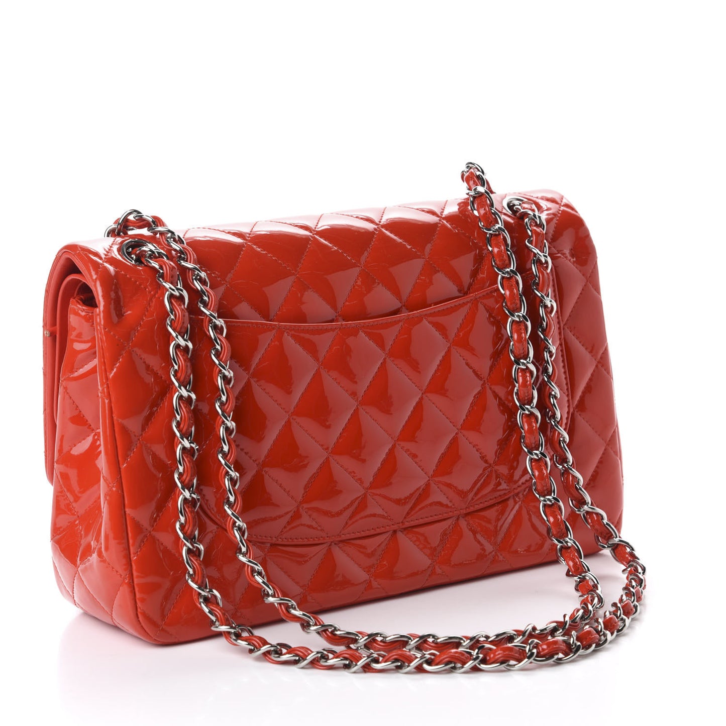 Patent Quilted Jumbo Double Flap Red