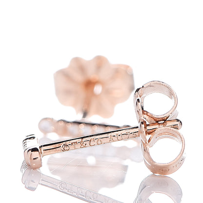 Tiffany 18K Rose Gold Diamond Fleur de Lis Key Bar Earrings 4 of 4