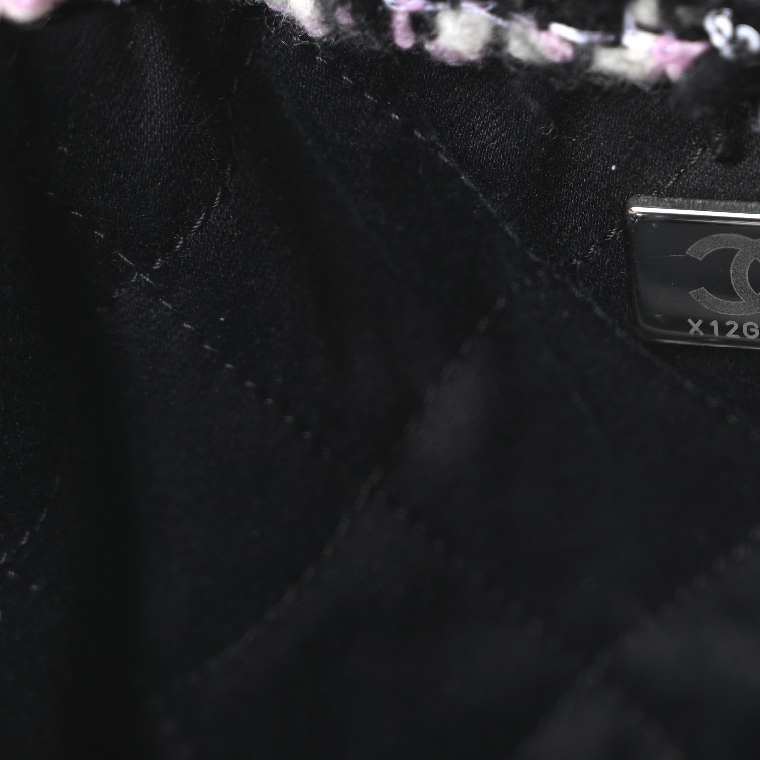 Chanel Tweed Patchwork Quilted Small Chanel 22 Black Pink White 8 of 11