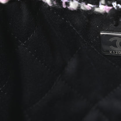 Chanel Tweed Patchwork Quilted Small Chanel 22 Black Pink White 8 of 11