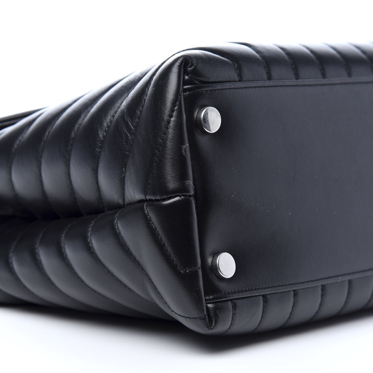 Calfskin Y Quilted Monogram Large Loulou Chain Satchel Black