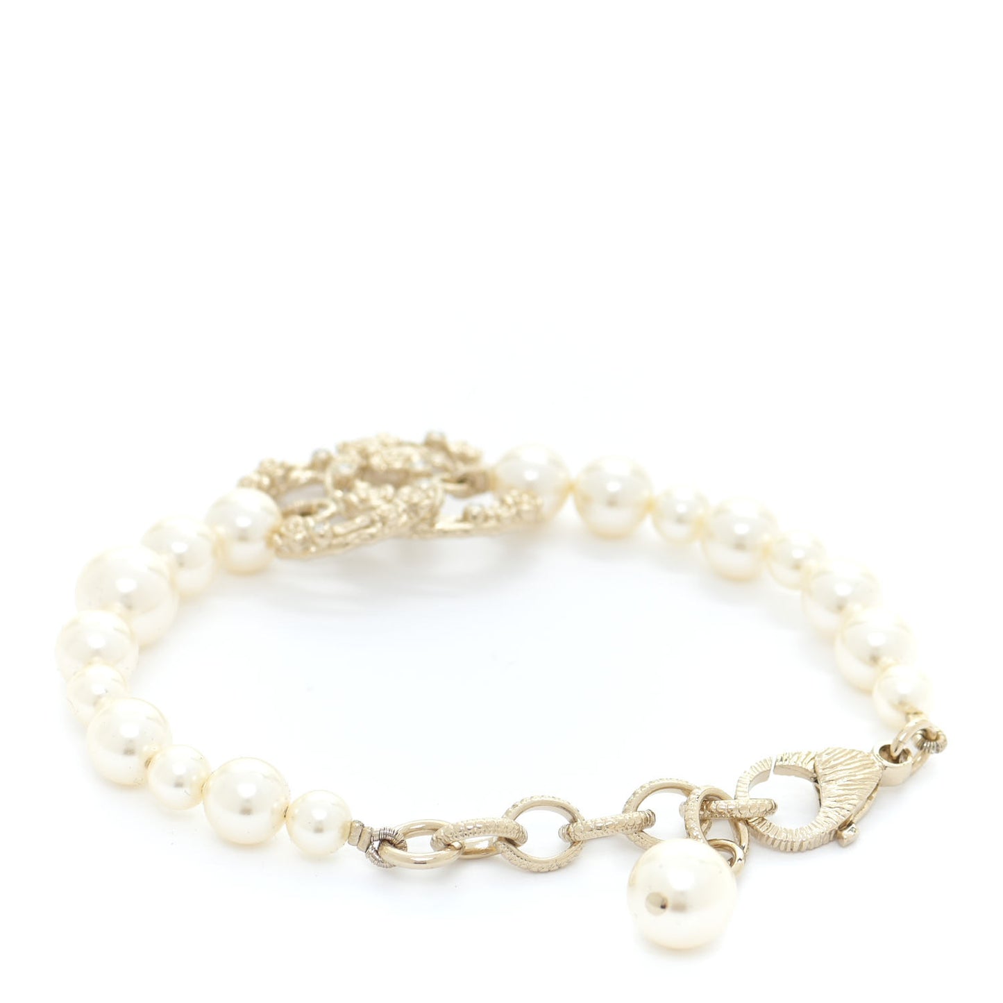 Pearl Crystal CC Bracelet Gold