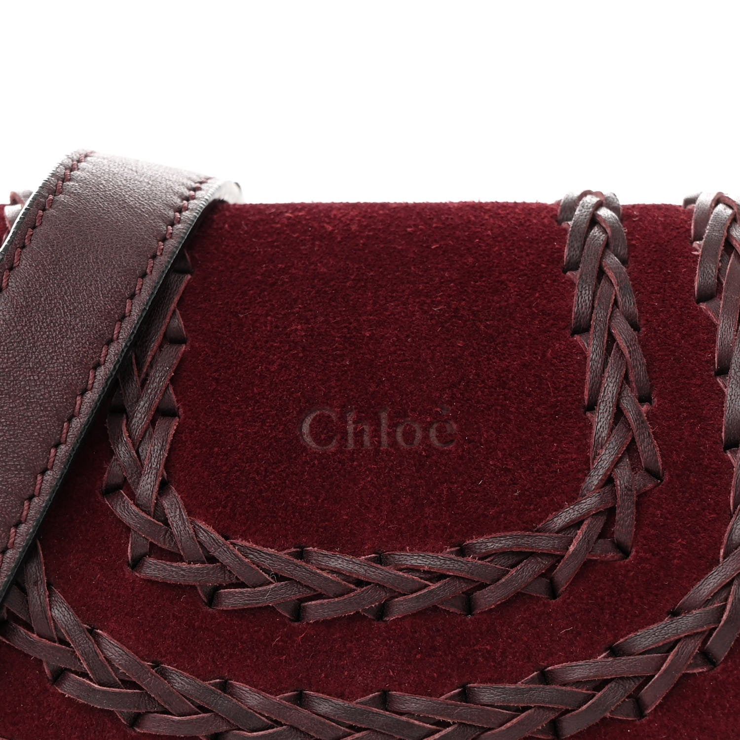 Chloe Suede Calfskin Braided Mini Hudson Shoulder Bag Sienna Red 8 of 10