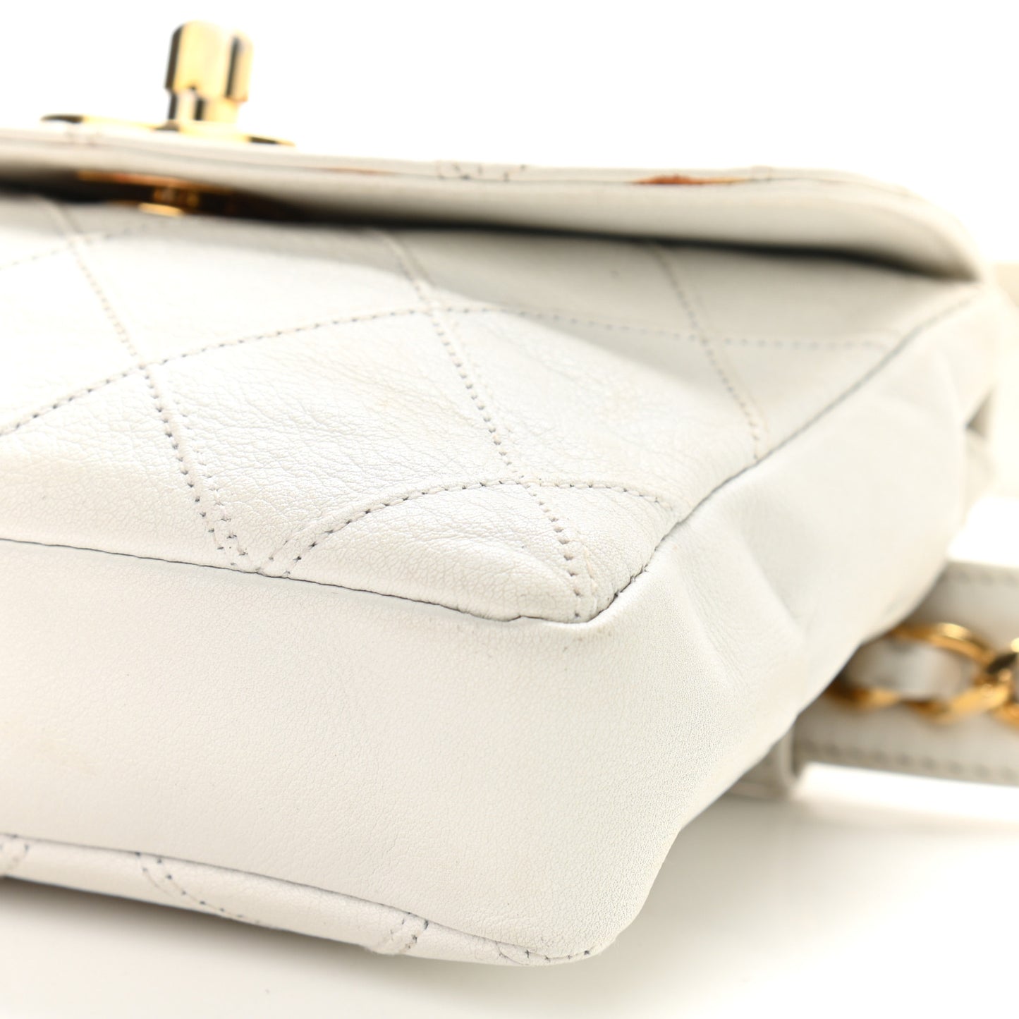 Lambskin Quilted Flap Waist Belt Bag 70 28 White