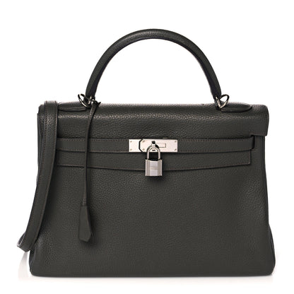 Hermes Taurillon Clemence Kelly Retourne 32 Vert De Gris 1 of 41