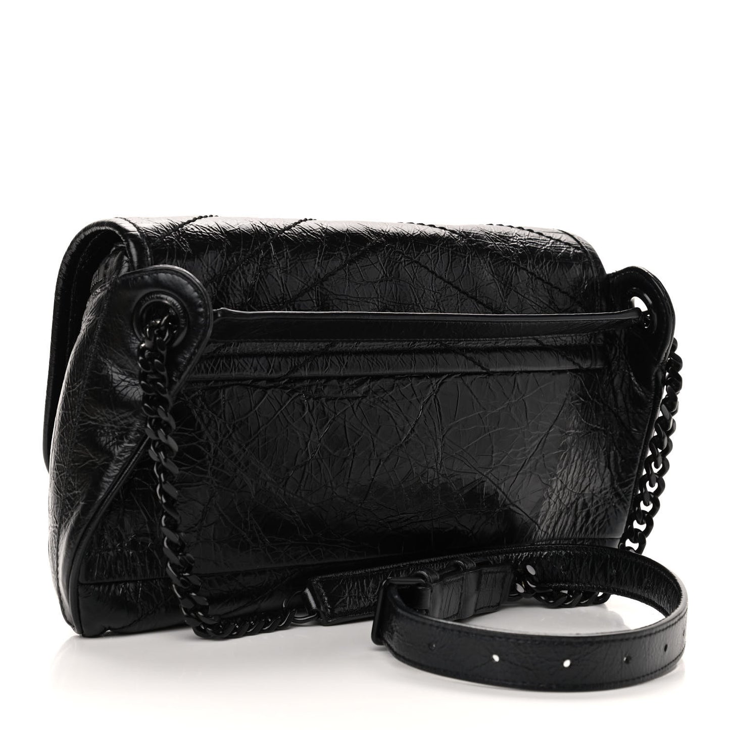 Crinkled Calfskin Matelasse Monogram Niki Body Bag Black