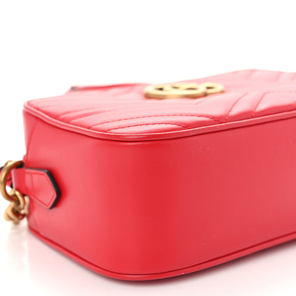 Gucci Calfskin Matelasse Small GG Marmont Chain Shoulder Bag Hibiscus Red 8 of 10