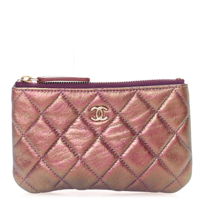 Chanel Iridescent Lambskin Quilted Small Cosmetic Case Purple 1 of 7