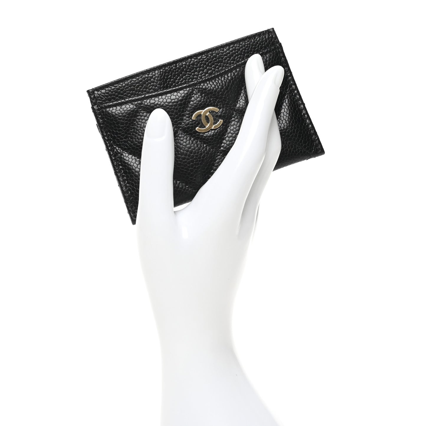 Caviar Quilted Card Holder Black