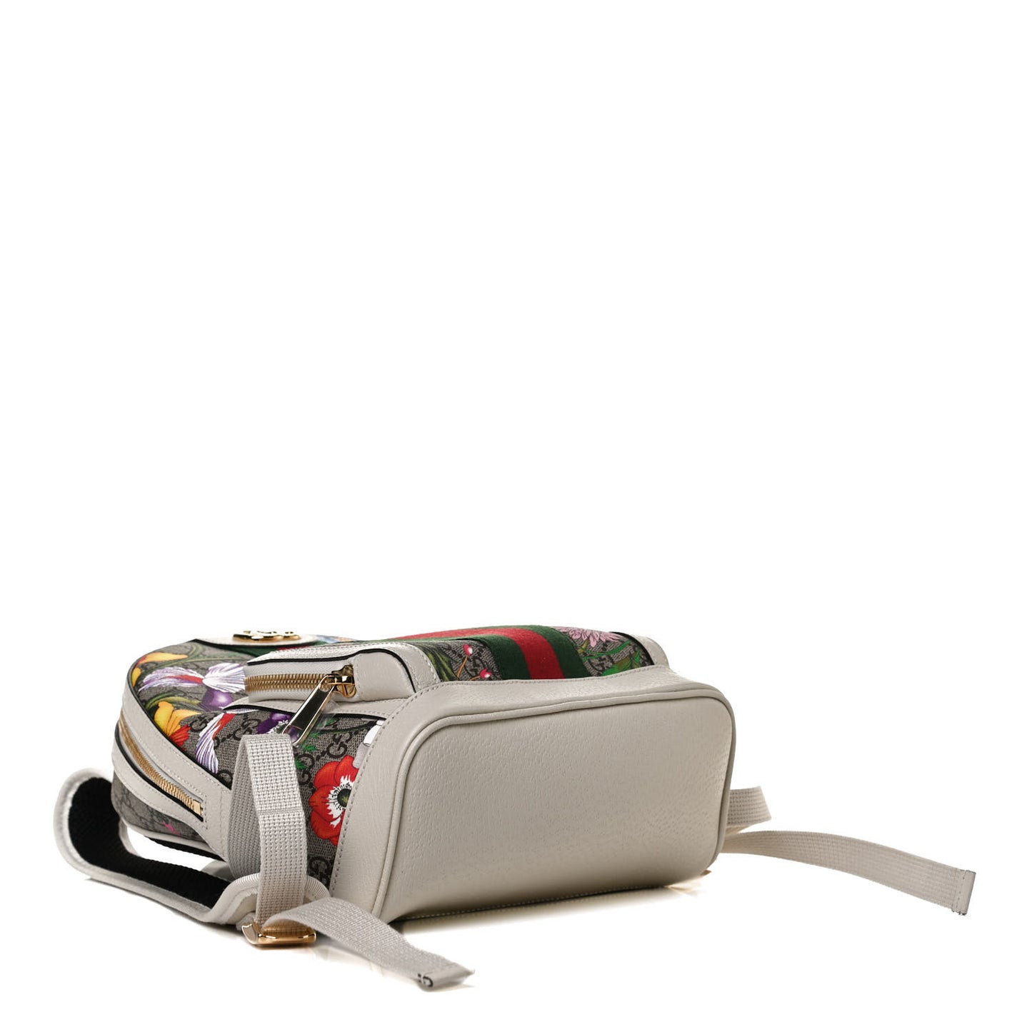 GG Supreme Monogram Flora Web Small Ophidia Day Backpack White