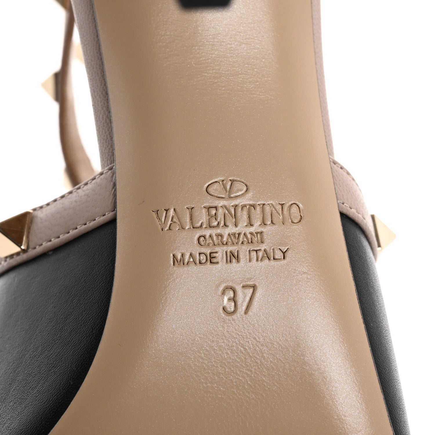 Valentino Garavani Calfskin Rockstud Strap Sandals 37 Black Poudre 8 of 11
