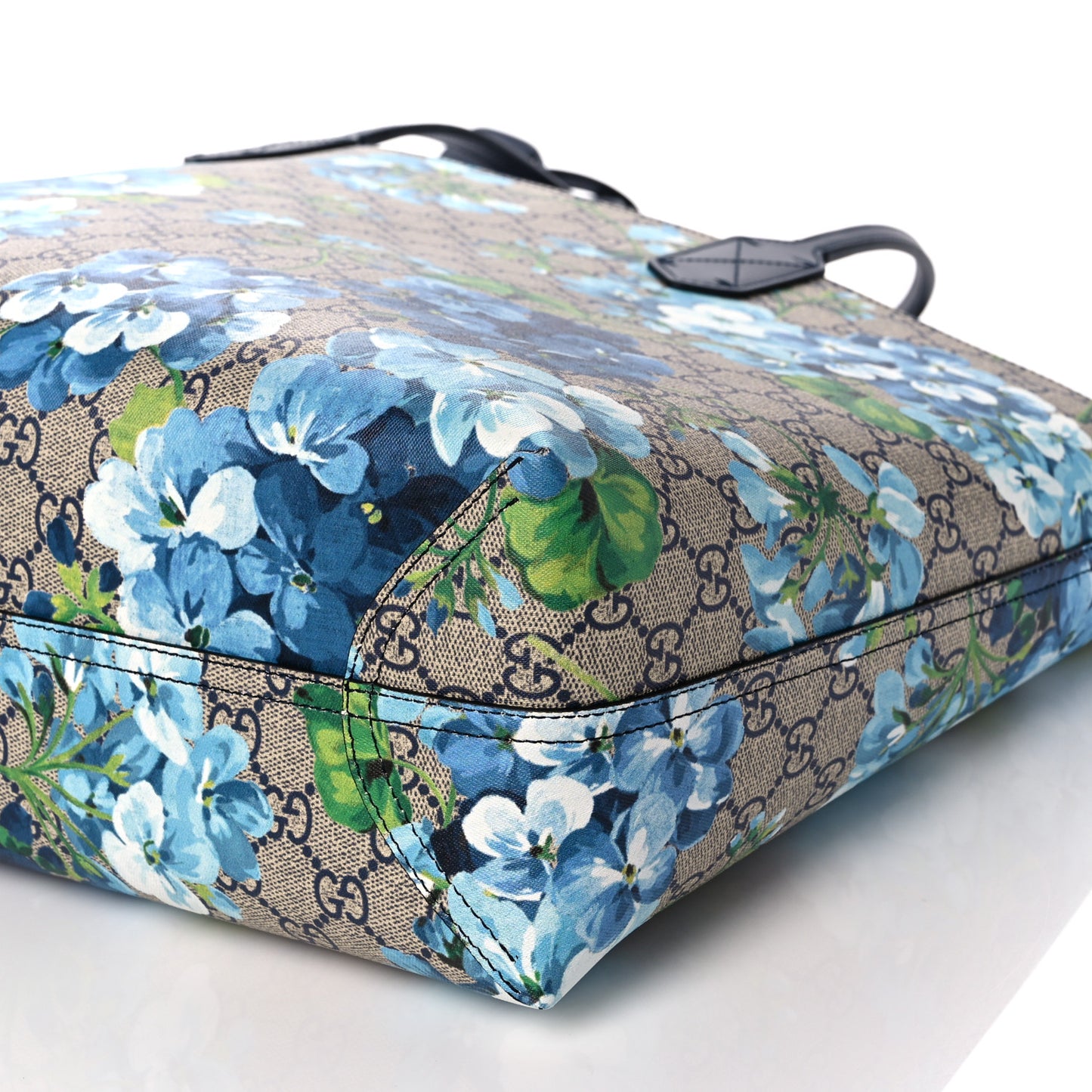 GG Supreme Monogram Blooms Medium Reversible Tote Beige Blue Navy