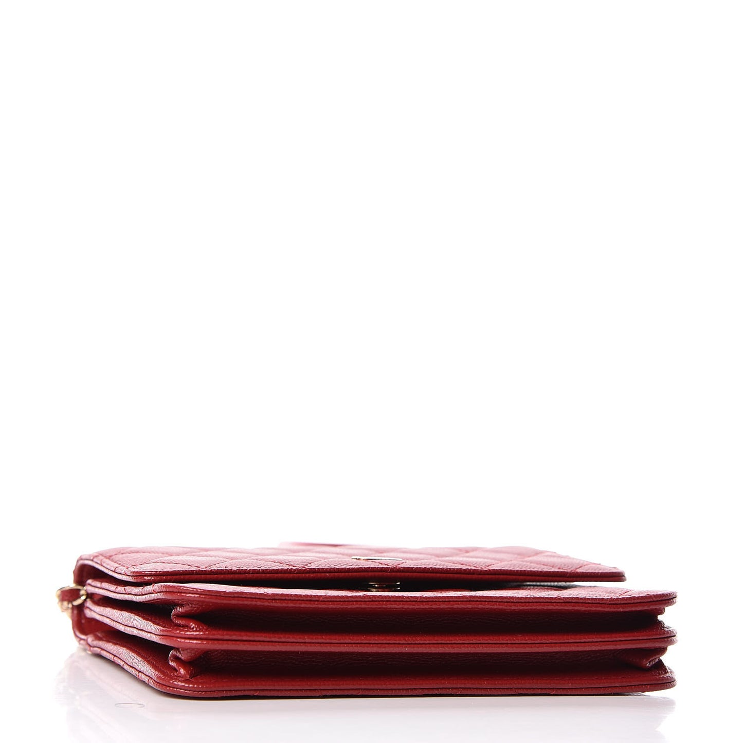 Caviar Quilted Square Wallet On Chain WOC Dark Red