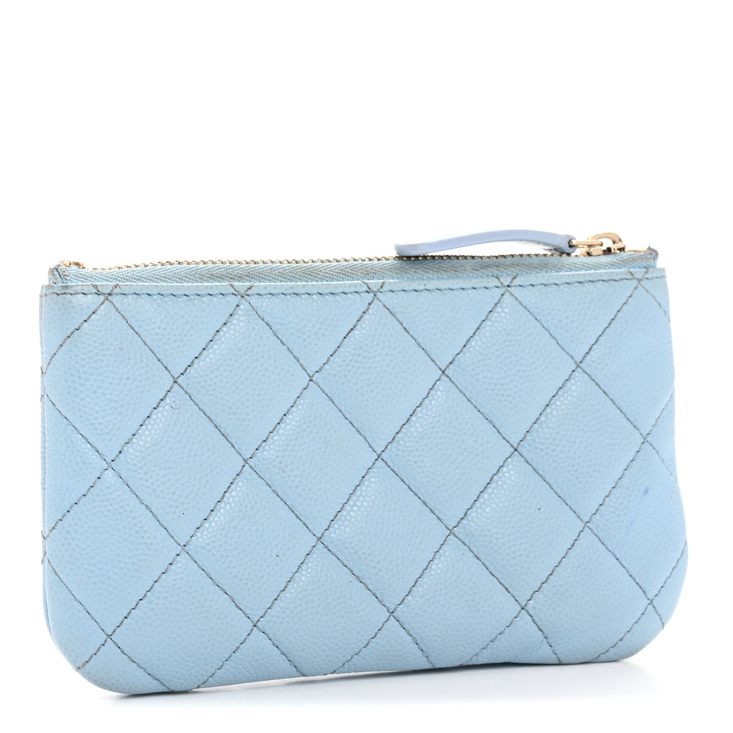 Caviar Quilted Small Cosmetic Case Light Blue