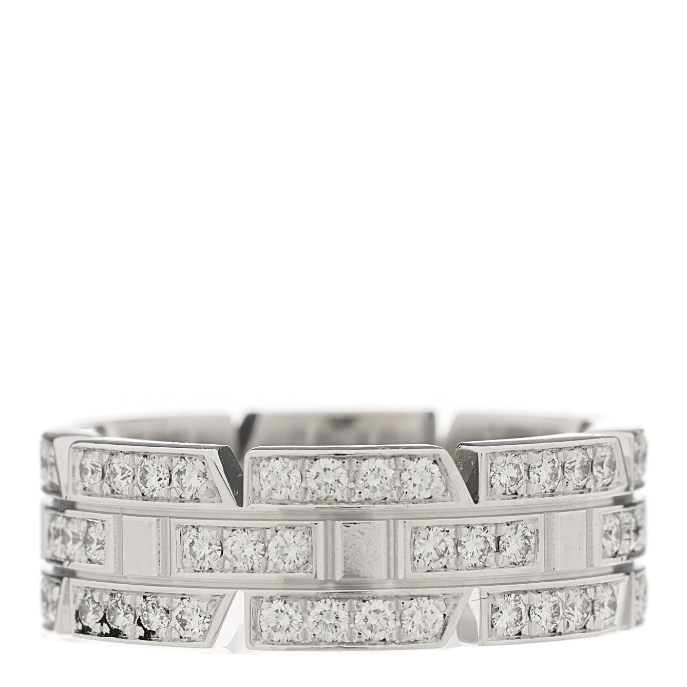 18K White Gold Diamond 6mm Tank Francaise Ring 46 3.75