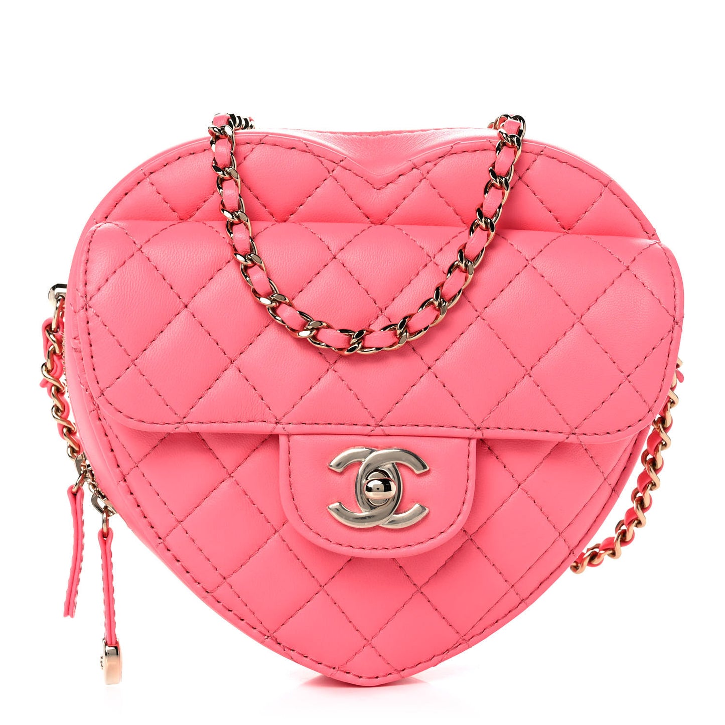 Lambskin Quilted CC In Love Heart Bag Pink