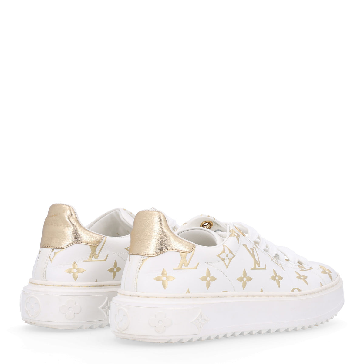 Louis Vuitton Calfskin Monogram Debossed Time Out Sneakers 37 Gold 5 of 10