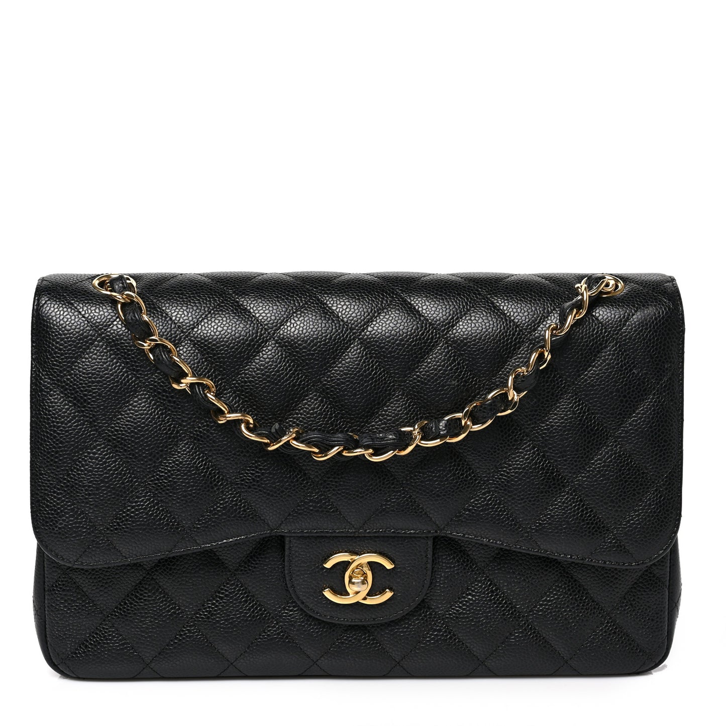 Caviar Quilted Jumbo Double Flap Black