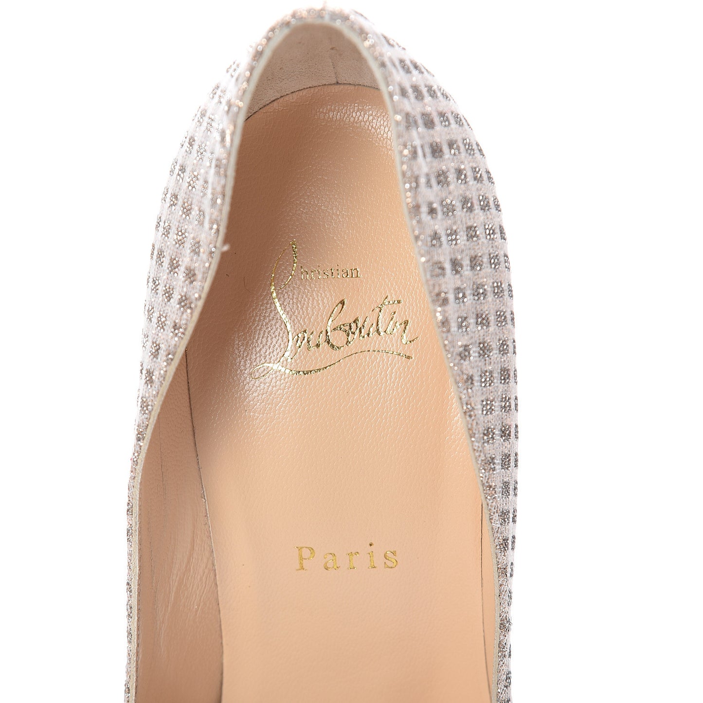 Metallic Lurex Spikyshell 100 Pumps 40.5 Nude White Gold