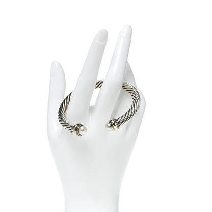 David Yurman Sterling Silver 14K Yellow Gold Pearl 7mm Cable Classics Bracelet 2 of 4