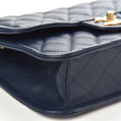 Chanel Caviar Quilted Medium Sweet Classic Flap Navy Blue 8 of 10