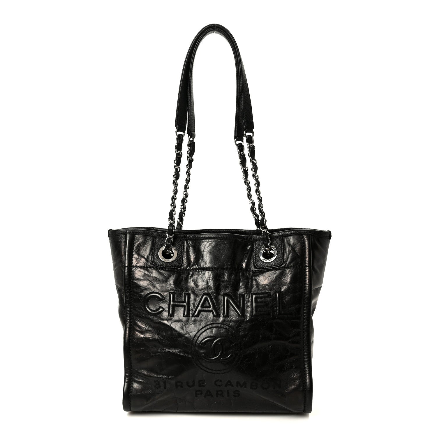 Chanel Glazed Calfskin Mini Deauville Tote Black 1 of 10