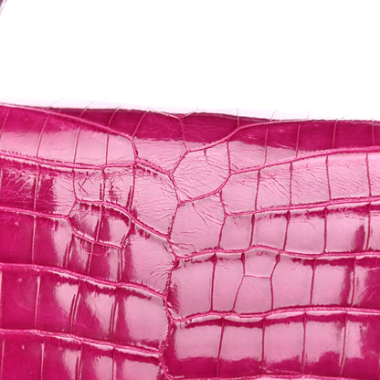 Hermes Shiny Niloticus Crocodile Kelly Sellier 32 Rose Scheherazade 22 of 27