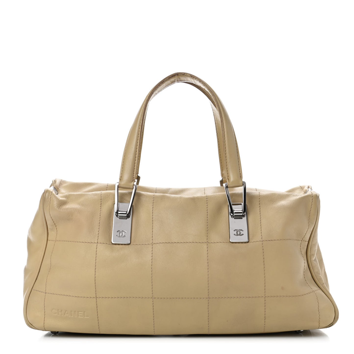Calfskin Square Stitched Tote Beige