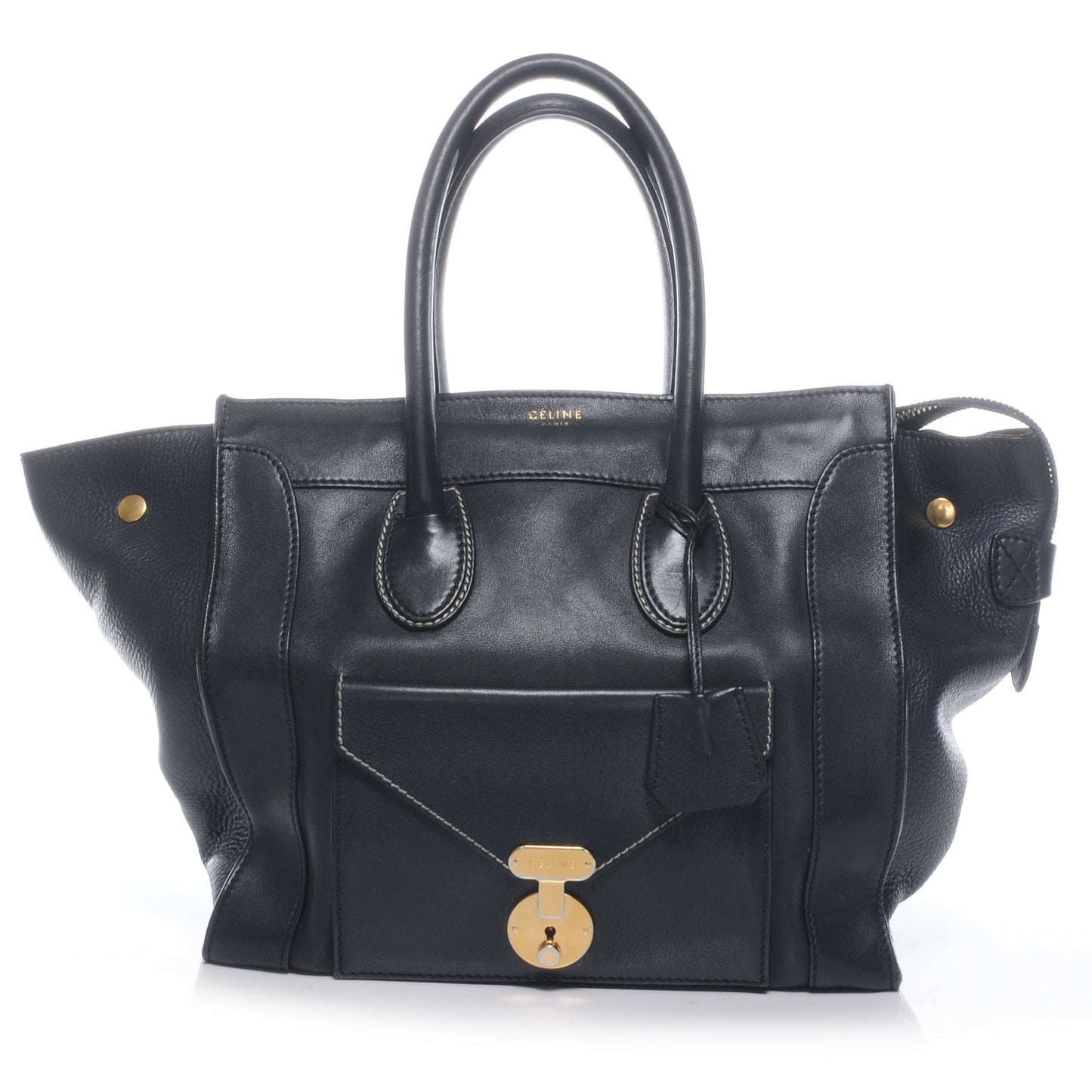 Smooth Calfskin Mini Envelope Luggage Navy Blue