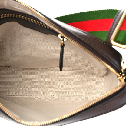 Gucci Monogram Jumbo GG Textured Dollar Calfskin Web Messenger Shoulder Bag Camel Ebony New Acero 5 of 9