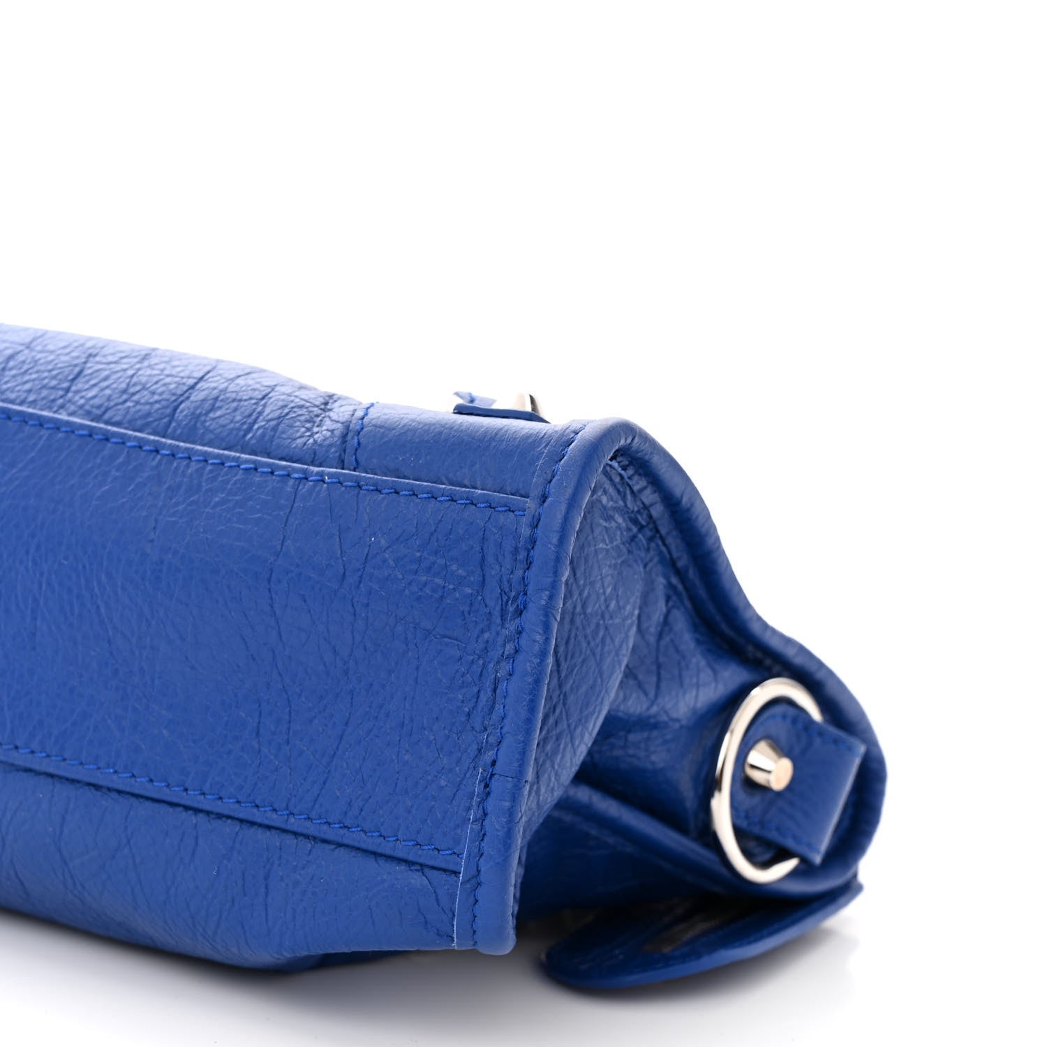 Balenciaga Agneau Classic Silver Hardware Mini City Logo Strap Bleu Electric Black 11 of 11