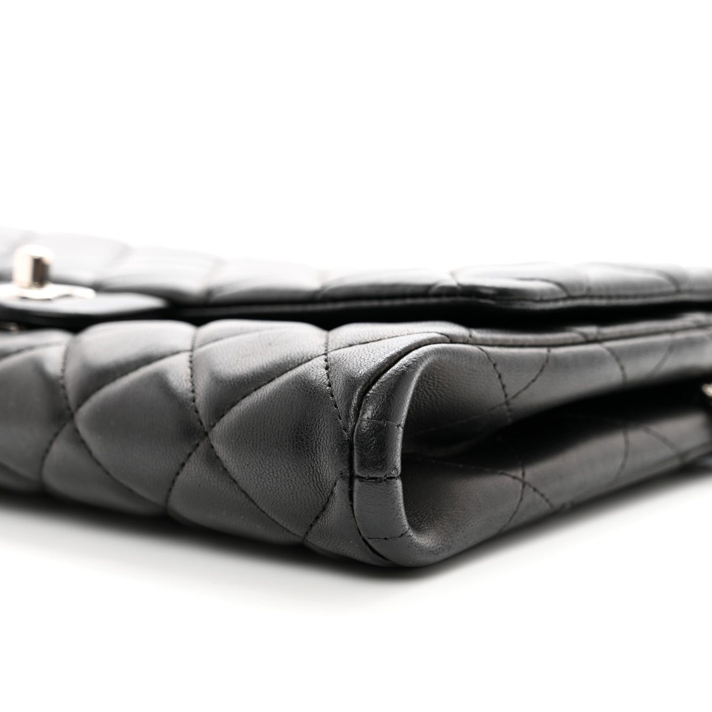 Lambskin Quilted Clutch With Chain Flap Black