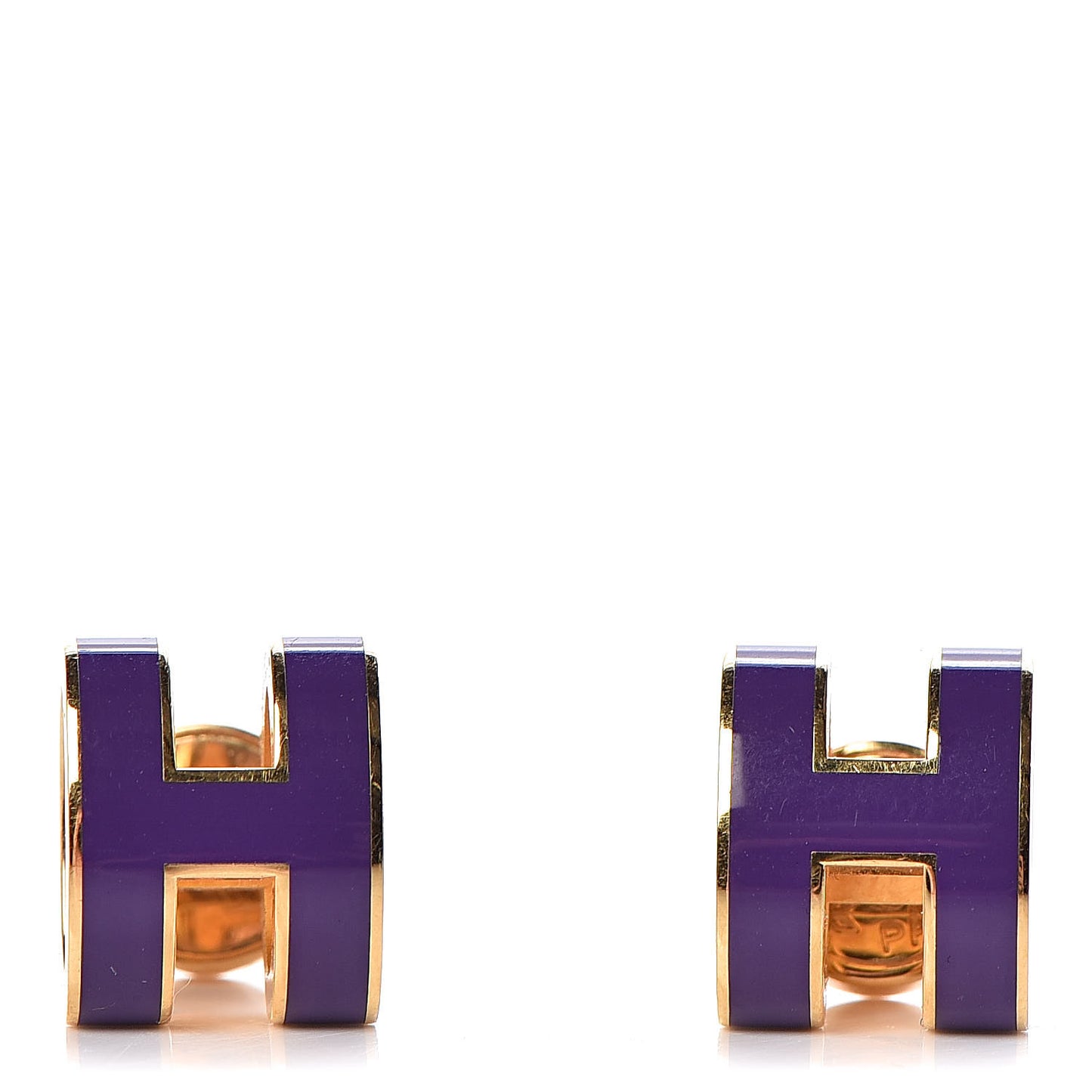 Gold Lacquered Pop H Earrings Pourpre