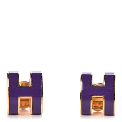 Hermes Gold Lacquered Pop H Earrings Pourpre 1 of 6