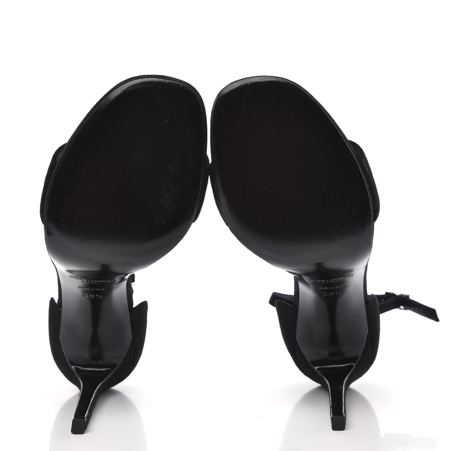 Saint Laurent Kid Scamosciato Jane 105 Ankle Strap Sandals 38.5 Nero 5 of 8