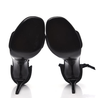 Saint Laurent Kid Scamosciato Jane 105 Ankle Strap Sandals 38.5 Nero 5 of 8